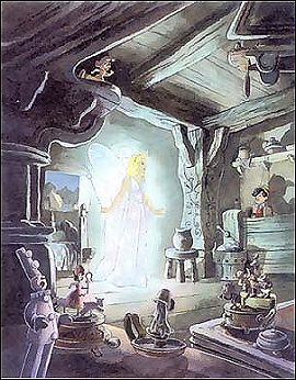 Pinocchio e la Fata in un disegno della Walt Disney del 1939